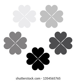 A gray set of clover leaves, a symbol of luck, poker symbol icon