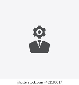 Gray Settings and person head vector icon isolated gray background