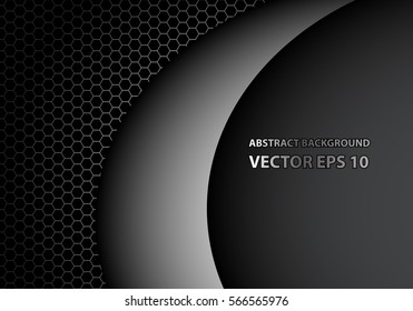 Gray shape curve on gray hexagon mesh design luxury modern background vector illustration.