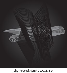 Gray shapes on black background.  Idea for banners, posters, web sites. Vector illustration