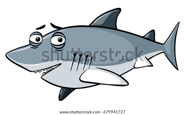 眠い目をした灰色のサメのイラスト のベクター画像素材 ロイヤリティフリー