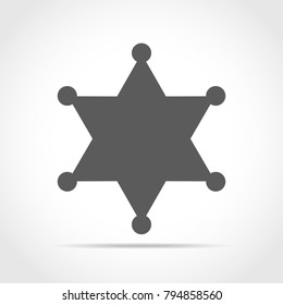 Gray sheriff star on light background. Vector illustration. Sheriff star in flat design