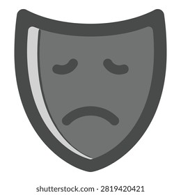 A gray shield with a sad face emoticon, expressing disappointment or sadness, used for emotions