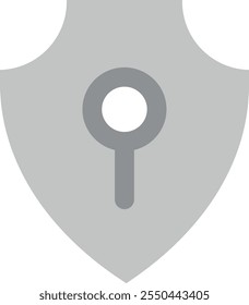 Escudo cinza com fechadura branca, simbolizando segurança, privacidade ou proteção
