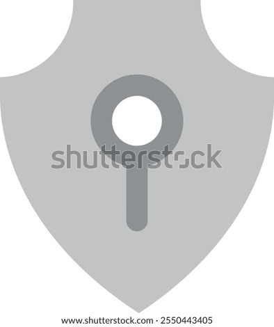 Gray shield with white keyhole, symbolizing security, privacy, or protection
