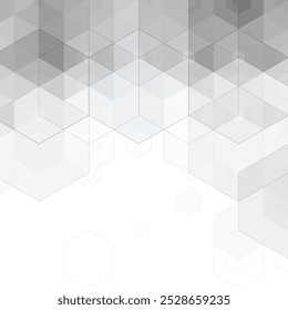 Gray shiny triangle shapes technical background. Vector technology design.