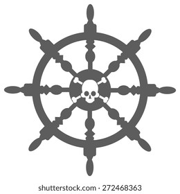 Gray ship steering wheel