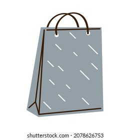 gray shopping bag icon flat