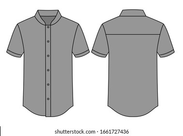 Gray Short Sleeve Chef Uniform Shirt Vector For Template.