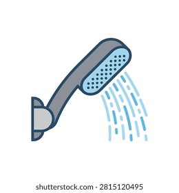 Gray shower head with water droplets