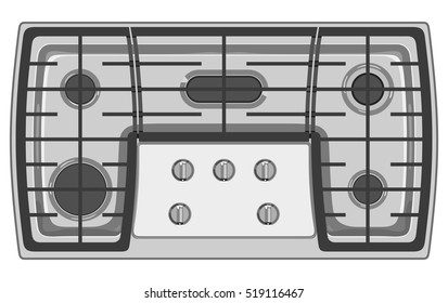 Gray shut down gas stove on white background
