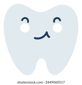 Gray shy tooth Emoji Icon. Cute tooth character. Object Medicine Symbol flat Vector Art. Cartoon element for dental clinic design, poster