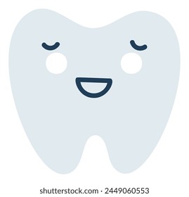 Gray shy tooth Emoji Icon. Cute tooth character. Object Medicine Symbol flat Vector Art. Cartoon element for dental clinic design, poster