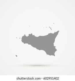 Gray Sicily Map Illustration