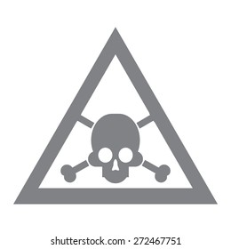 Gray sign of danger to life. skull and crossbones