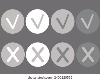 gray signs yes no cross tick