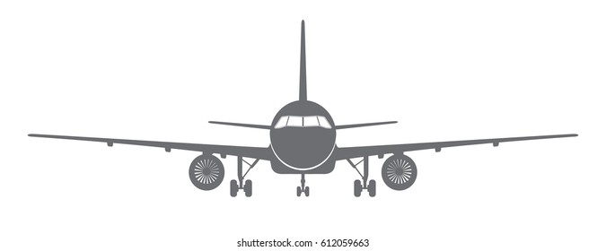 Gray silhouette of an airplane