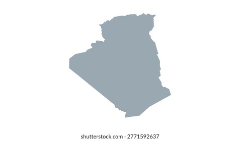 a gray silhouette of algeria's map on a white background, depicting its geographical borders in a minimalist design. high-quality professional detailed modern elegant stylish