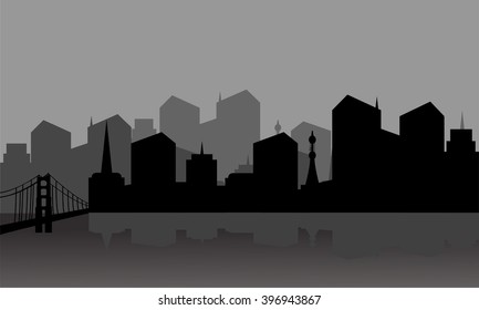 Gray silhouette city