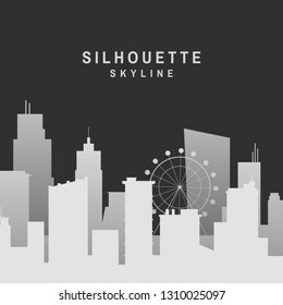 Vector de fondo del paisaje de la ciudad de silueta gris