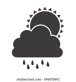 gray silhouette of cloud with rain and sun vector illustration