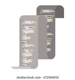 gray silhouette of continuously sheet with printed source code vector illustration