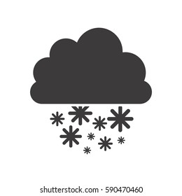 gray silhouette with cumulus of clouds and snow fall vector illustration