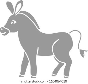 Gray silhouette of cute cartoon donkey