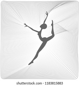 Gray silhouette of a dancer surrounded by a network.