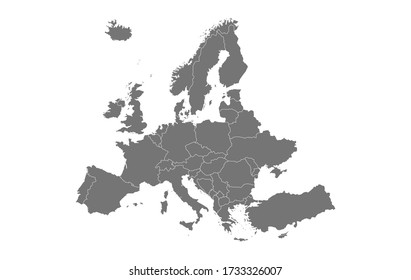 gray silhouette of Europe map.