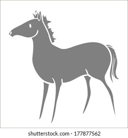 Gray silhouette of Little Pony. Vector Illustrator.