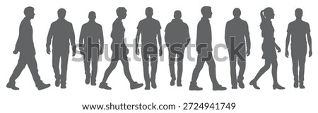 gray silhouette people walking standing various poses men