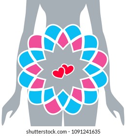 gray silhouette of pregnant woman. 