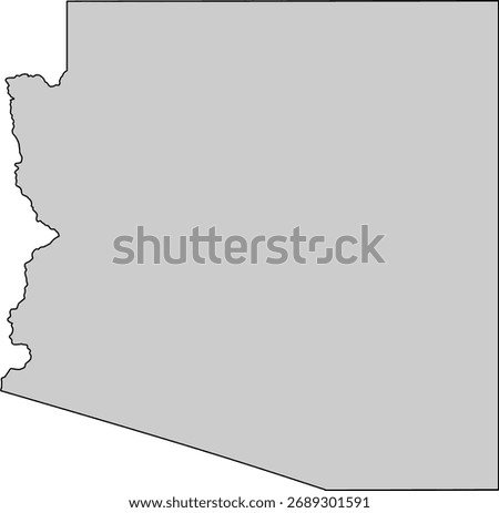 Gray silhouette vector of Arizona state boundary, rendered in a solid gray fill, providing a clean, minimalist, and impactful graphic representation of the Southwestern U.S. territory.

