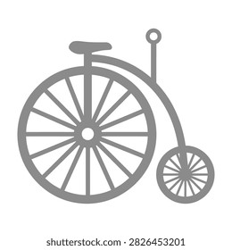 Gray silhouette of a vintage penny farthing bicycle, nostalgic transportation