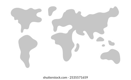 Una silueta gris de un mapa del mundo sobre un fondo blanco. Silueta de continentes. 