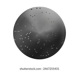 Gray silicon poly crystalline wafer with microchips and empty cells, isolated on a white background. Micro electronic device for the manufacture of integrated circuits. Computer SIM chips