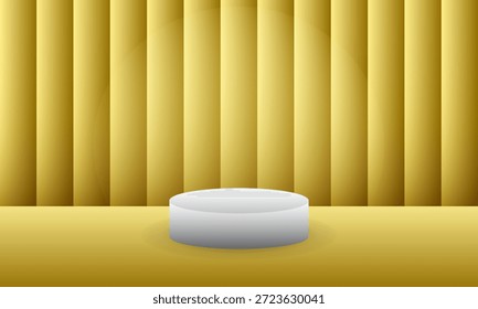 gray silver podium blank space with shinny golden and spot light stage background