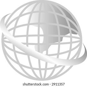 Gray / Silver World Globe in vector format
