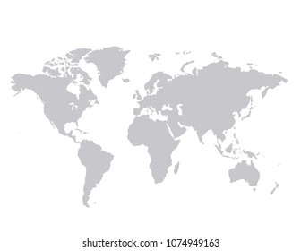 Gray similar world map blank for infographic isolated on white background. Vector illustration