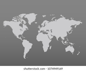 Gray similar world map blank for infographic on dark background. Vector illustration
