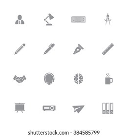 gray simple business and office flat icon set 8 for web design, user interface (UI), infographic and mobile application (apps)