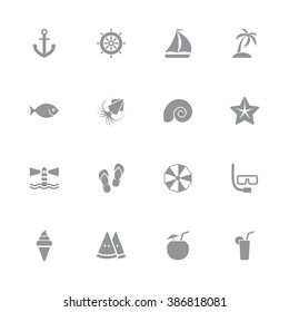 gray simple flat summer icon set 9 for web design, user interface (UI), infographic and mobile application (apps)