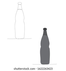 gray single line drawing, water bottle
