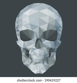 gray  skull by triangles, polygon vector illustration