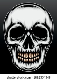 Gray skull head. Premium vector