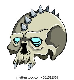 Gray skull with thorns.Vector illustration.