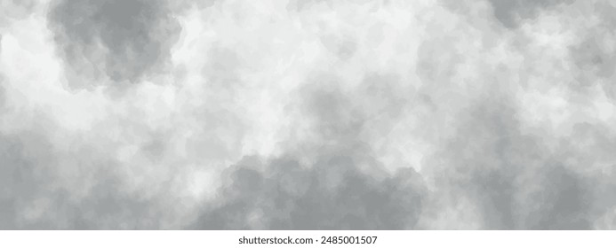 Gray sky in the clouds. Realistic white cloud or smoke. White fog or smoke on white background. Vector EPS 10