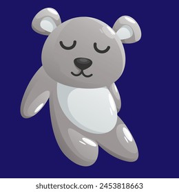 Ilustración vectorial gris del oso de peluche durmiente