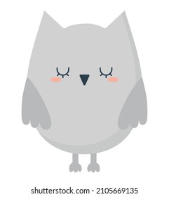 gray sleepy owl over white